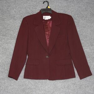 Vintage Prophecy Blazer Womens 6 Burgundy Wool Made in USA Business Classic